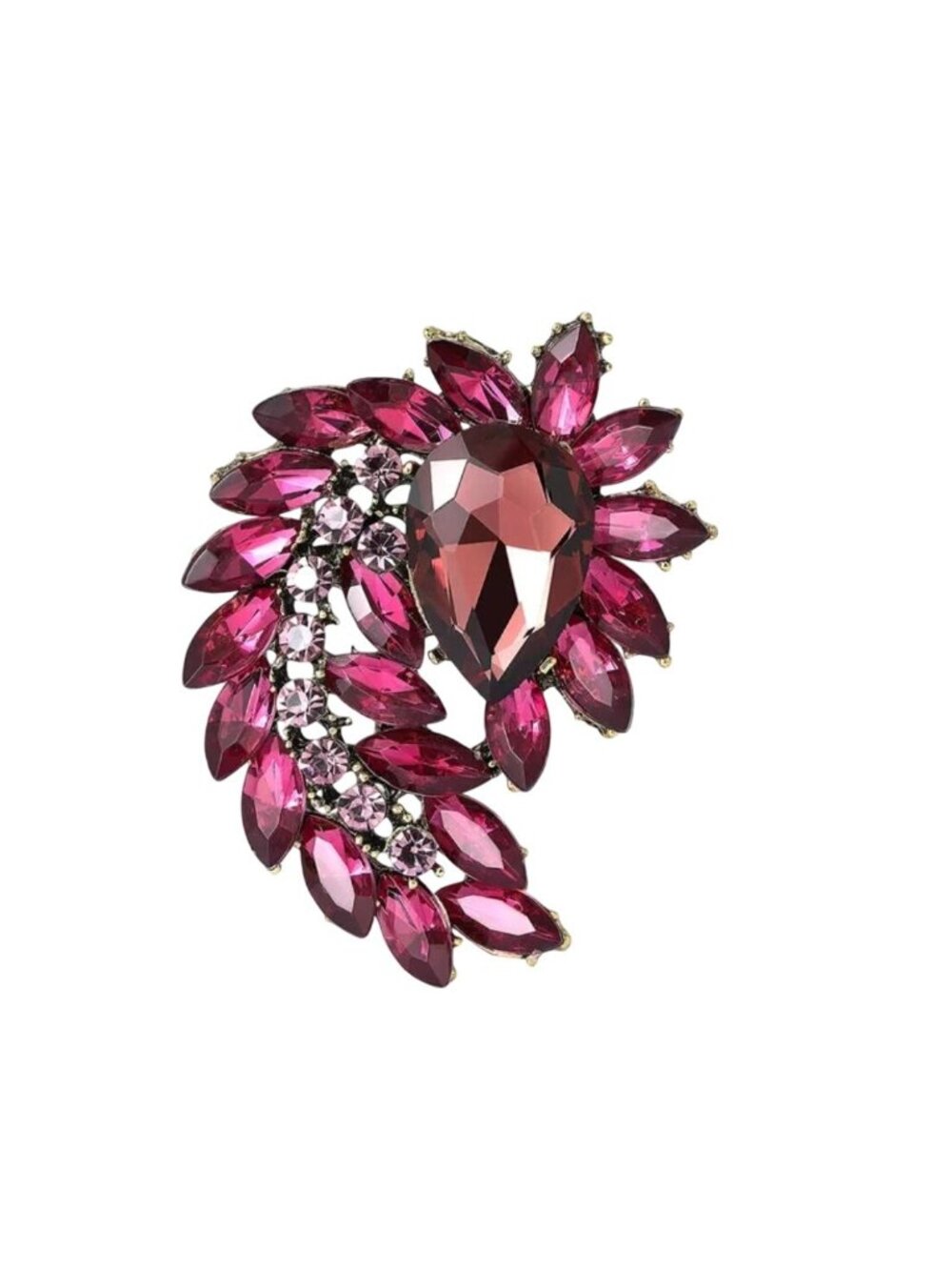Purple Rhinestone Cluster Brooch with Iridescent Crystals Gold Tone